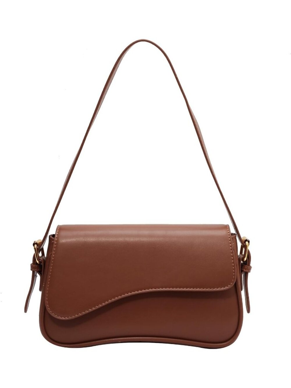 👜Women's Brown PU Leather Tote Shoulder Handbag 2 Removable Straps Zipper Bag